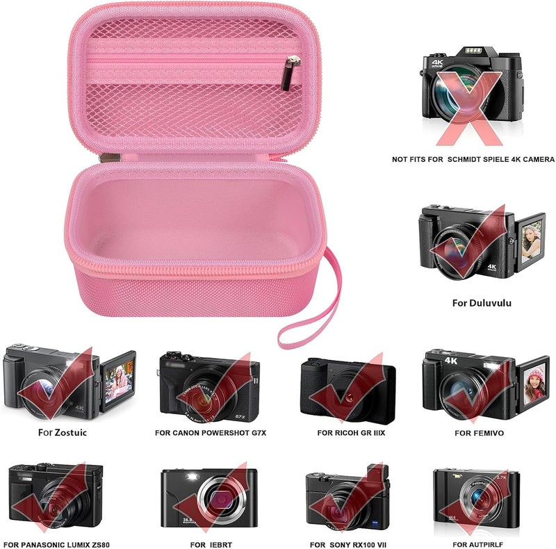 Grapsa Digital Camera Case Compatible with TEBNGIHNM for Duluvulu for Oiadek for zheozeig for Zostuic for Toiauaha 4K Vlogging Camera. Storage Holder Bag for Canon PowerShot (Box Only) - Pink - Image 2